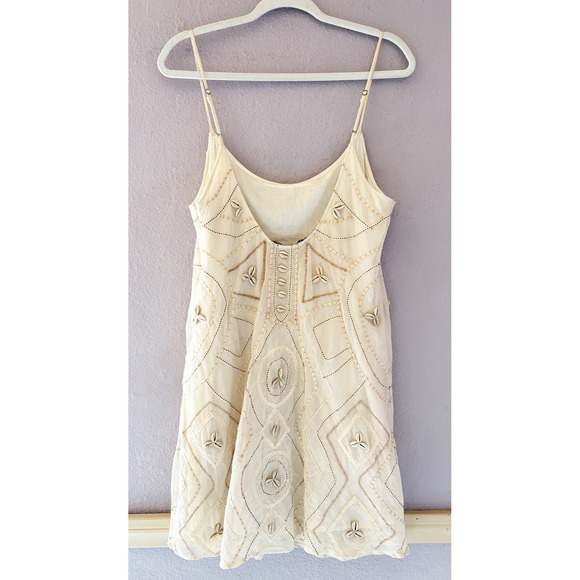 ZARA Embroidered Cowrie Shell Mesh Mini Dress Womens Mermaidcore Coastal - Picture 6 of 6